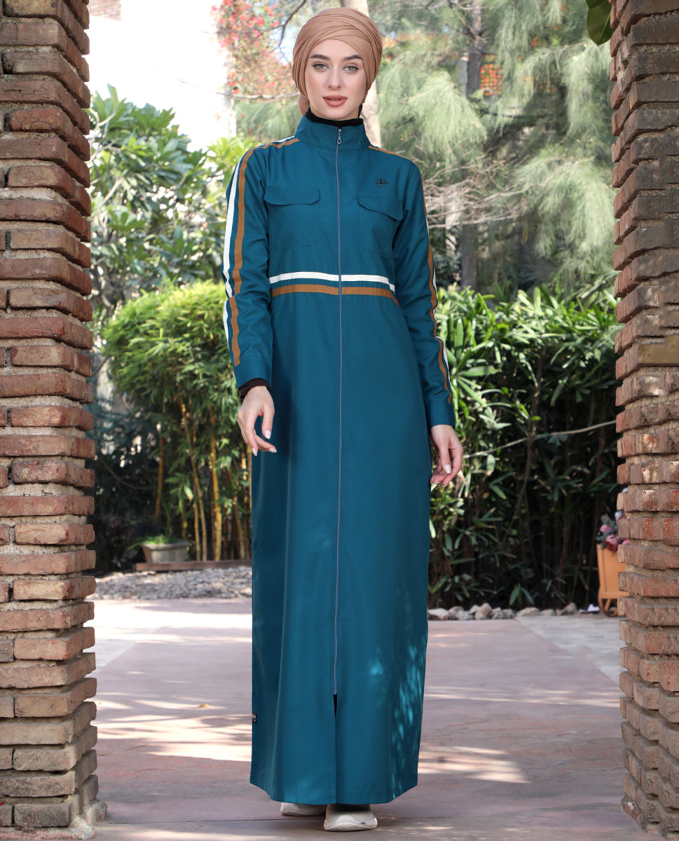 Urban Teal Striped Jilbab