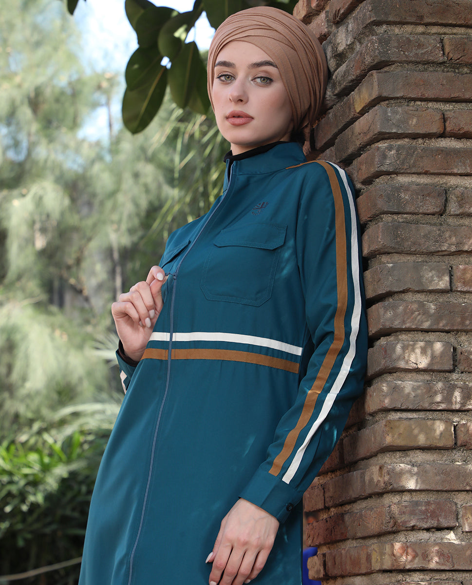 Urban Teal Striped Jilbab