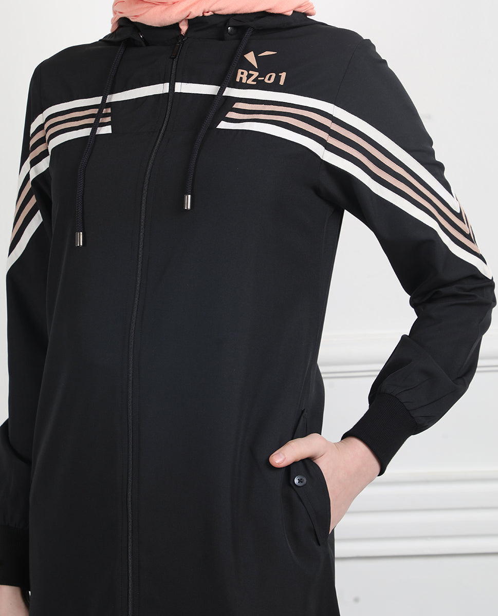 Black Stripe Utility Jilbab