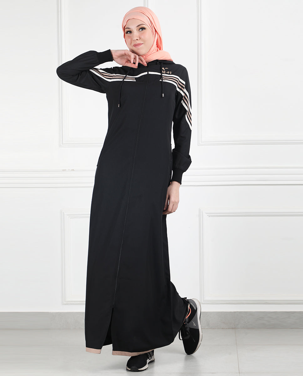 Black Stripe Utility Jilbab