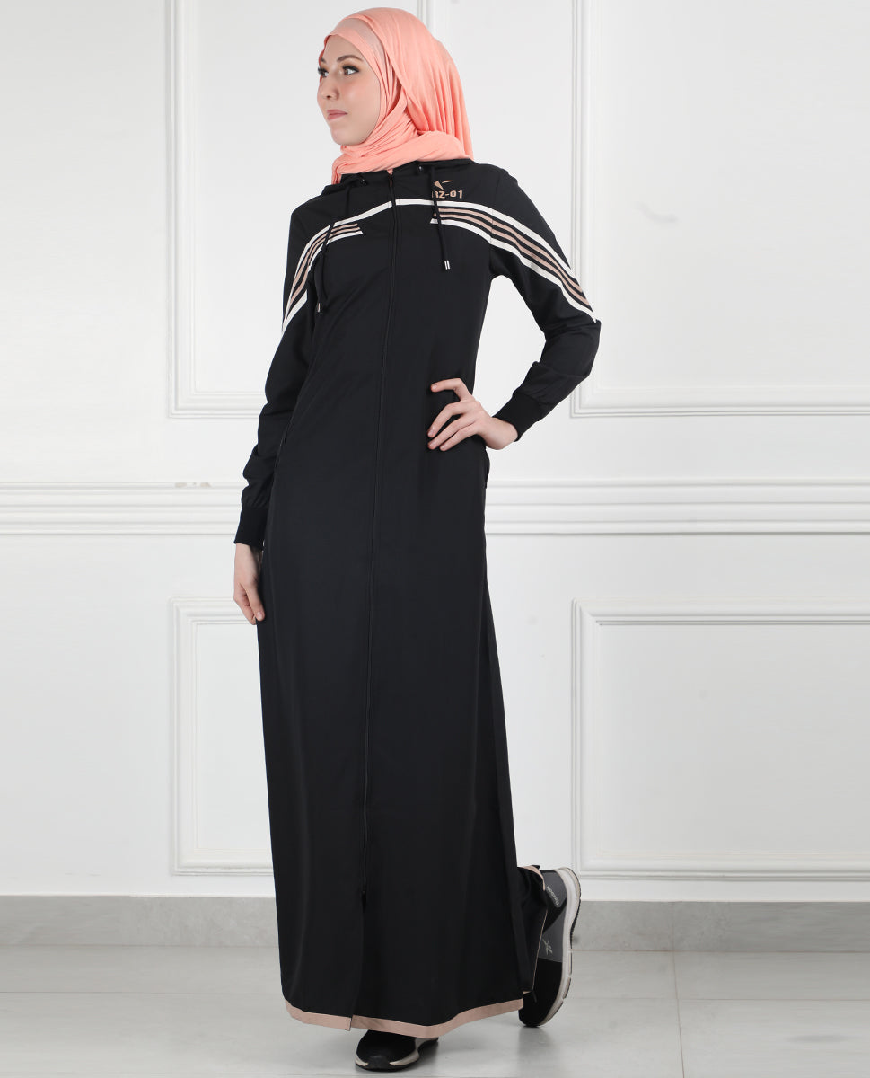 Black Stripe Utility Jilbab
