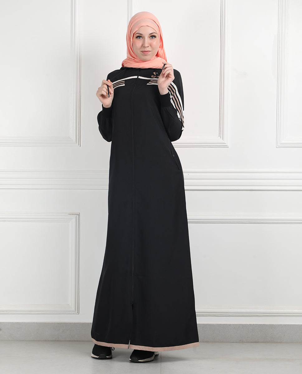 Black Stripe Utility Jilbab