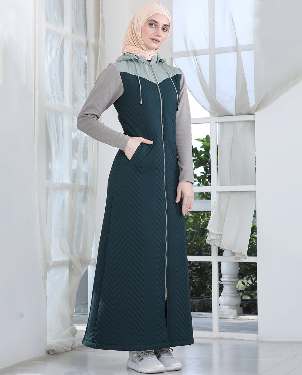 Forest Mist Full Front Open Winter Jilbab