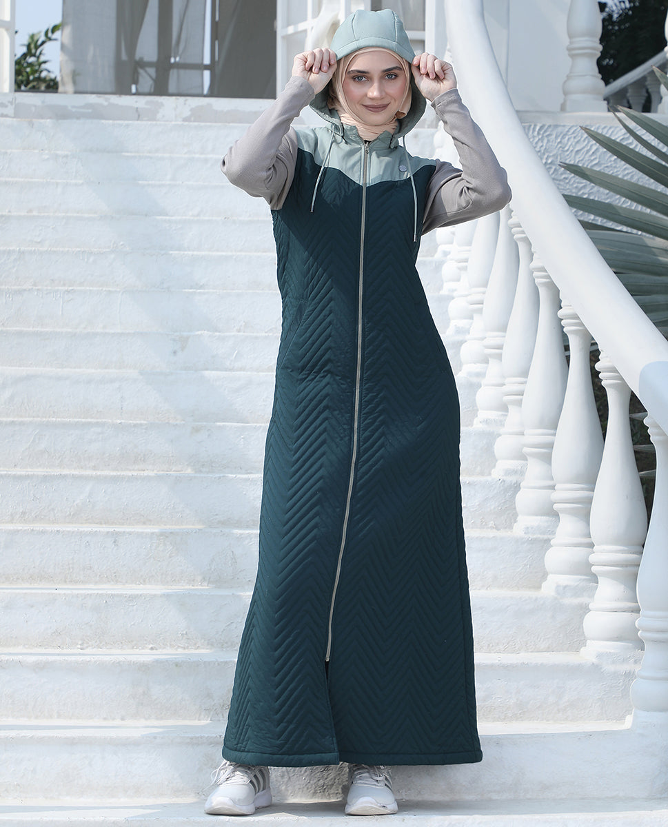 Forest Mist Full Front Open Winter Jilbab