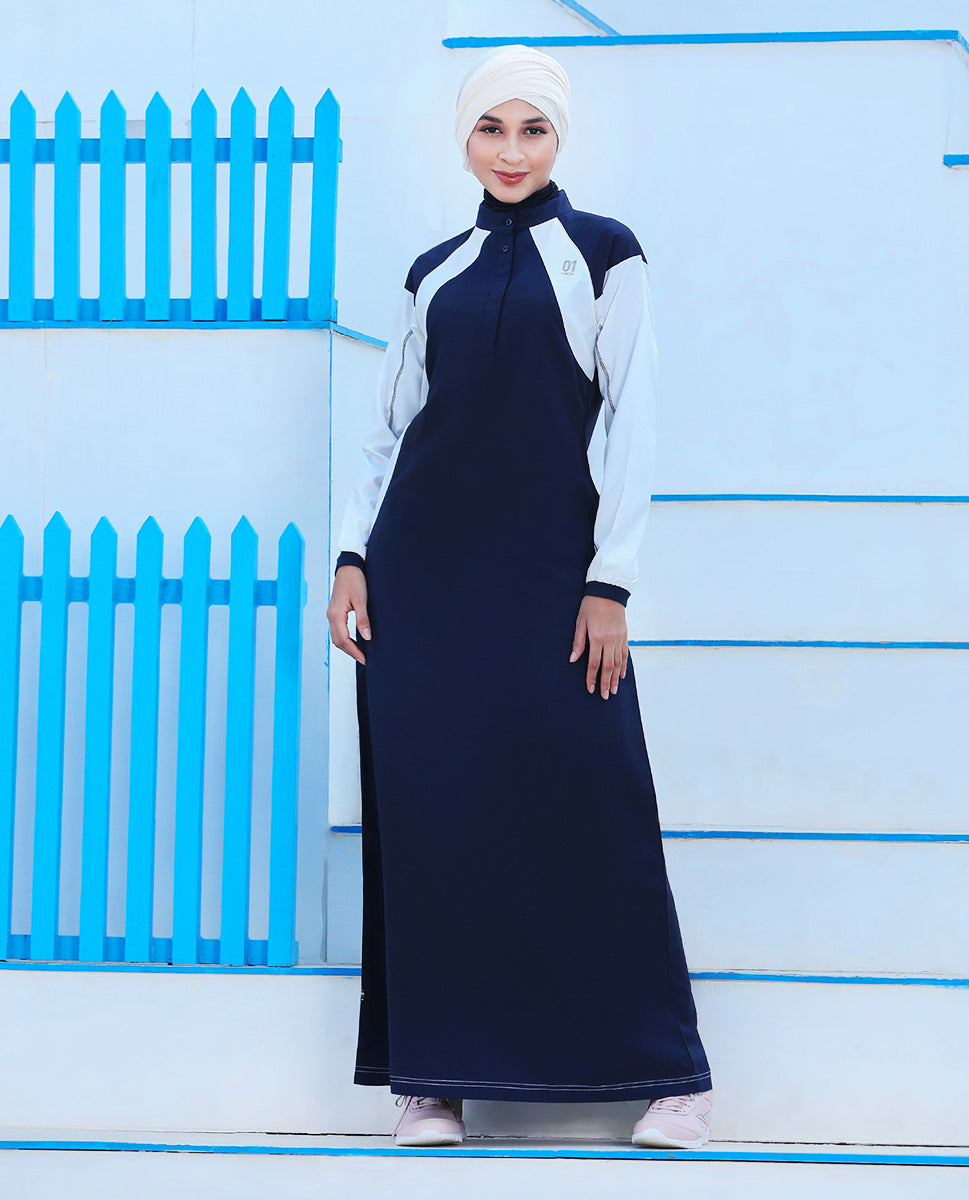 Midnight Blue Contrast Panel Jilbab