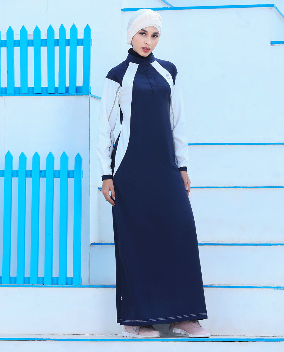 Midnight Blue Contrast Panel Jilbab