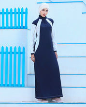 Midnight Blue Contrast Panel Jilbab
