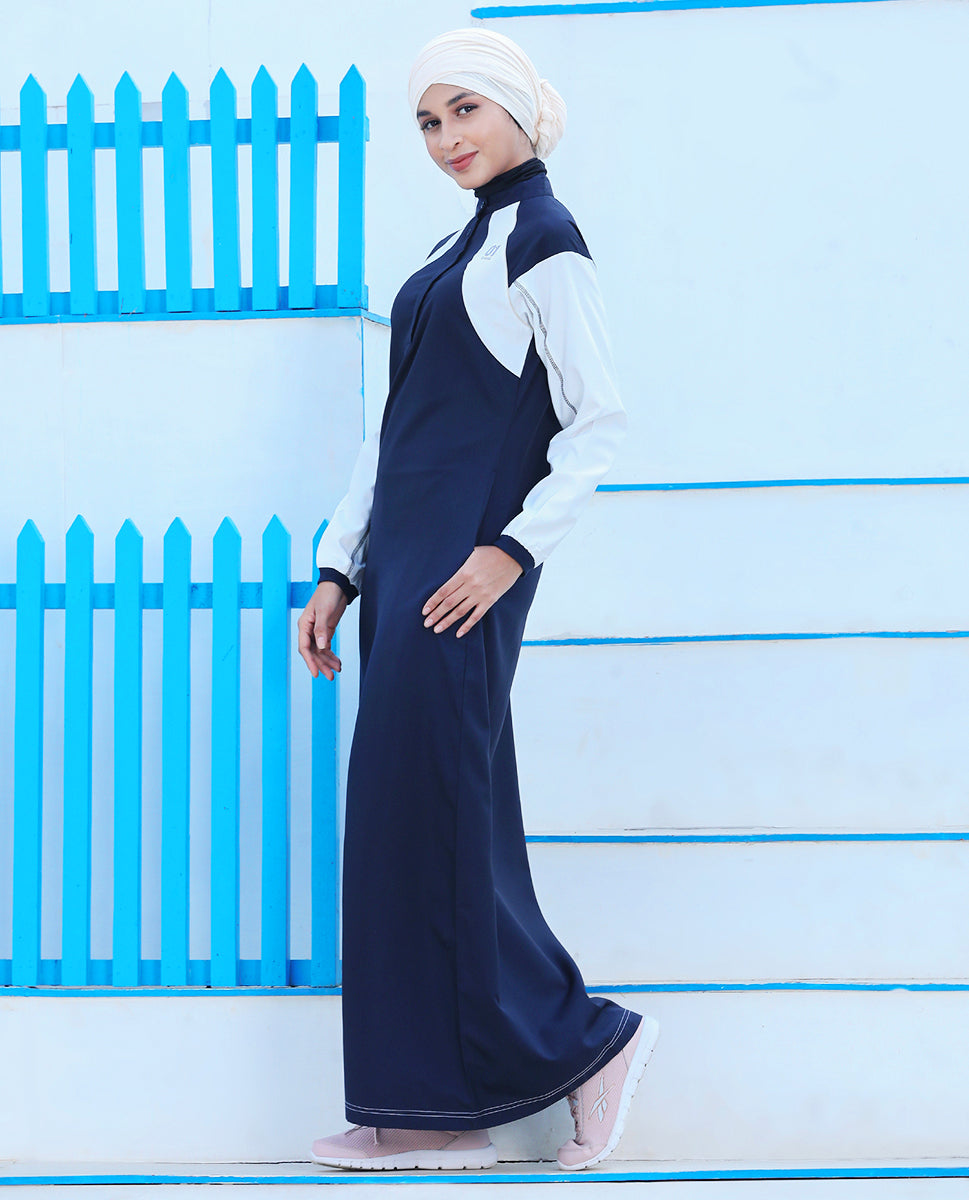 Midnight Blue Contrast Panel Jilbab