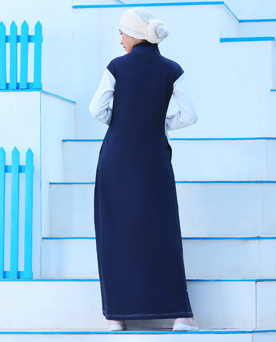 Midnight Blue Contrast Panel Jilbab