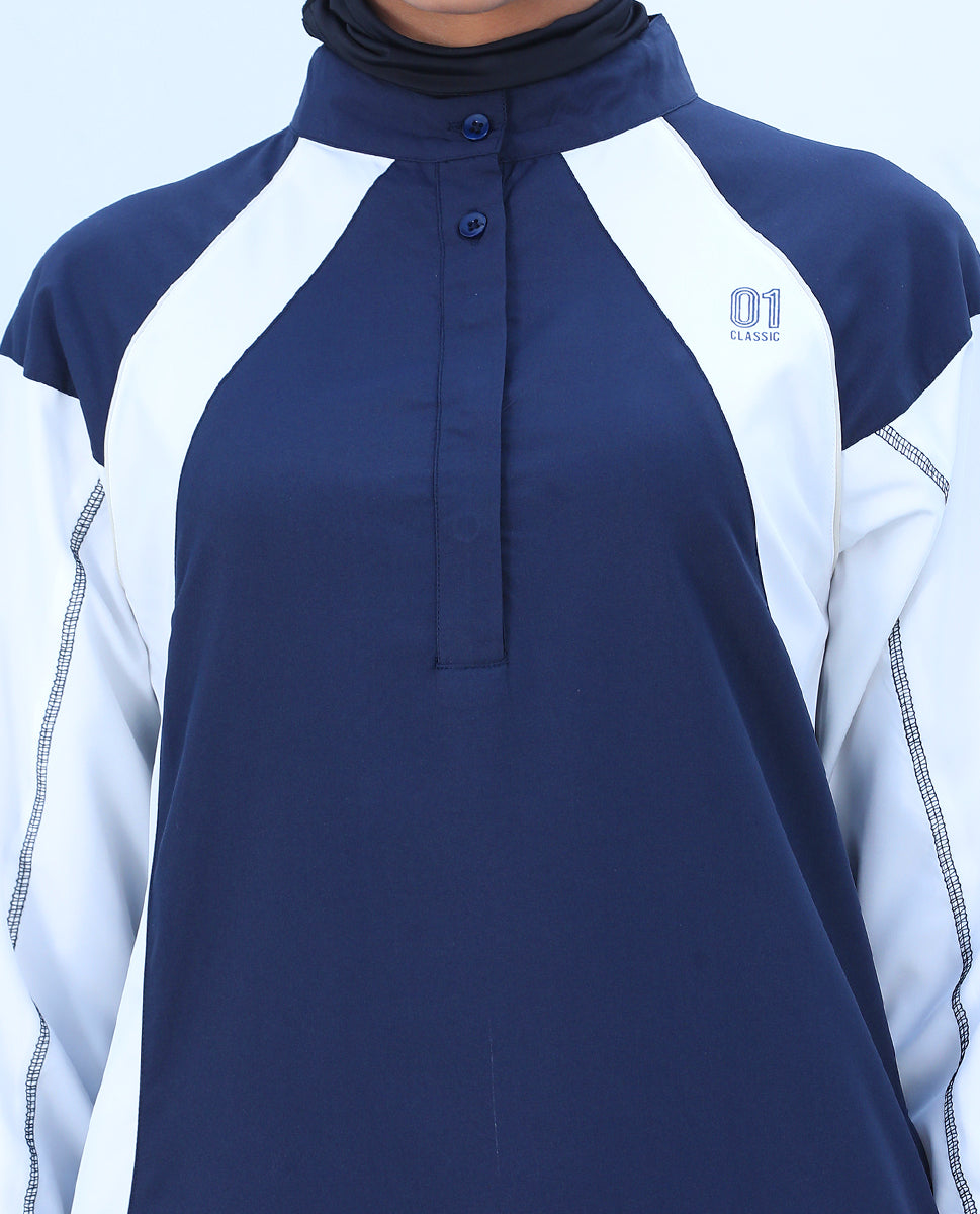 Midnight Blue Contrast Panel Jilbab