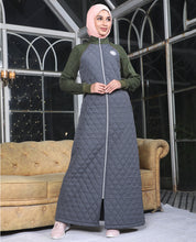 Olive Shadow Full Front Open Winter Jilbab