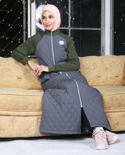 Olive Shadow Full Front Open Winter Jilbab