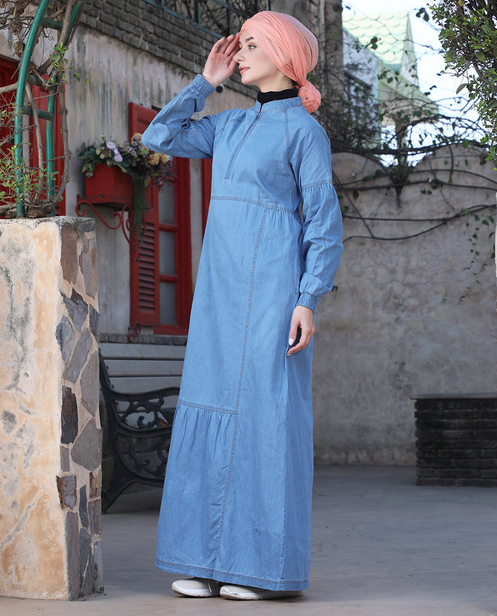 Ice Blue Denim Essential Jilbab