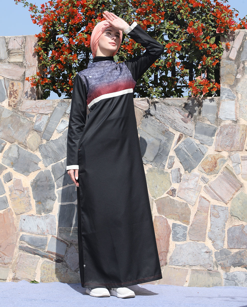 Chic Contrast Midnight Black Jilbab