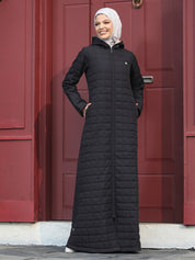 Midnight Luxe Full Front Open Quilted Winter Jilbab