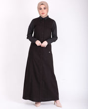 Full Front Open Collared Black Jilbab