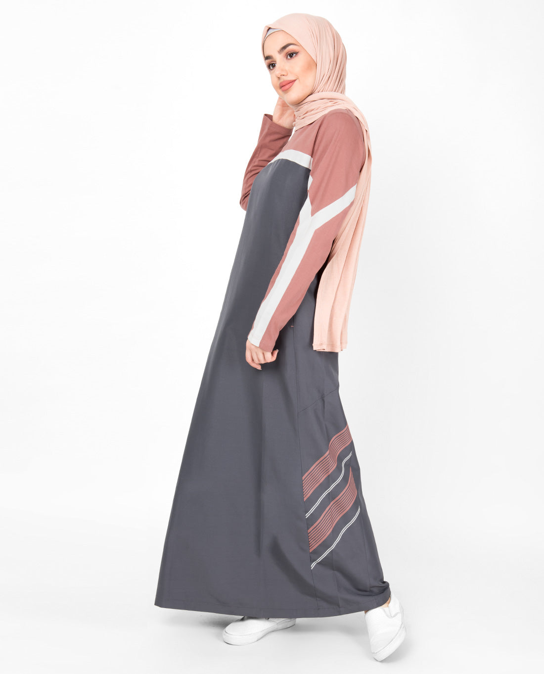 Rabbit Grey Side Print Jilbab