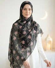 Midnight Blossom – Printed Georgette Hijab