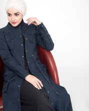 Fully Buttoned Front Open Navy Jilbab