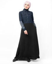 Mid Waist Skirt Denim Shirt Abaya