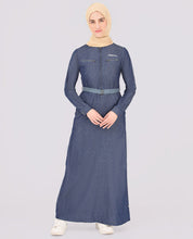 Crisp Blue Mock Flap Belted Jilbab