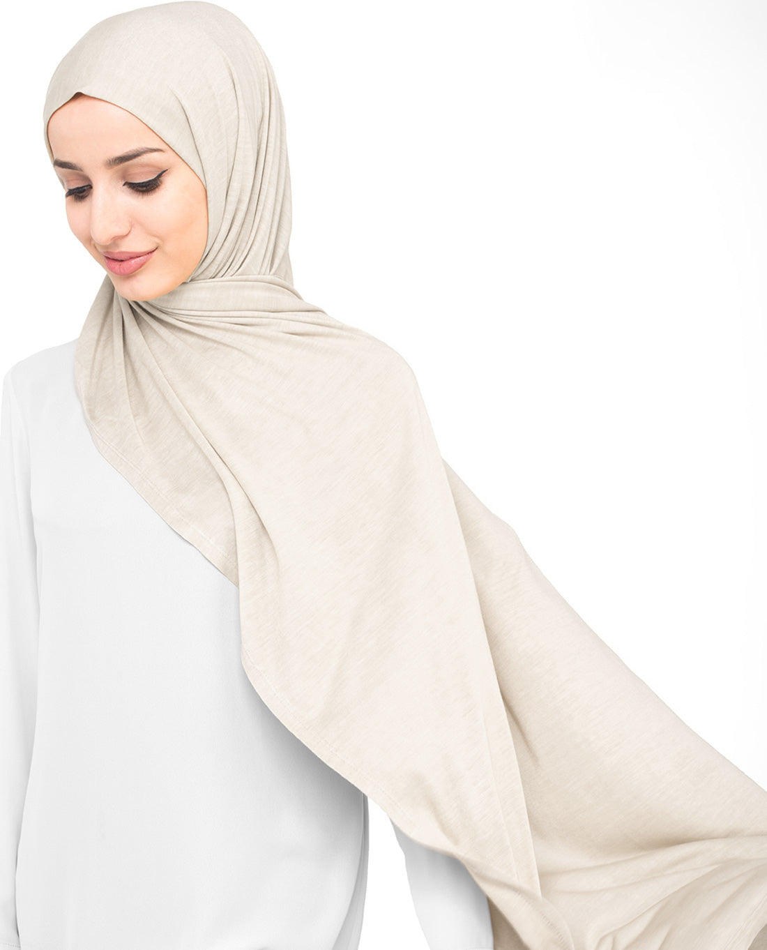 Beige Viscose Jersey Scarf