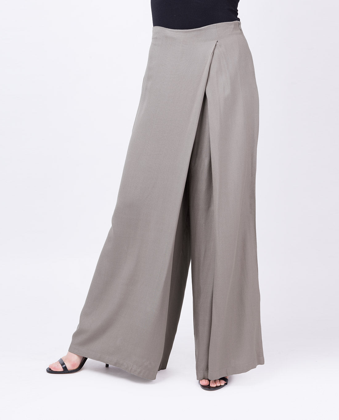 Overlap Wide Leg Steel Grey Trouser