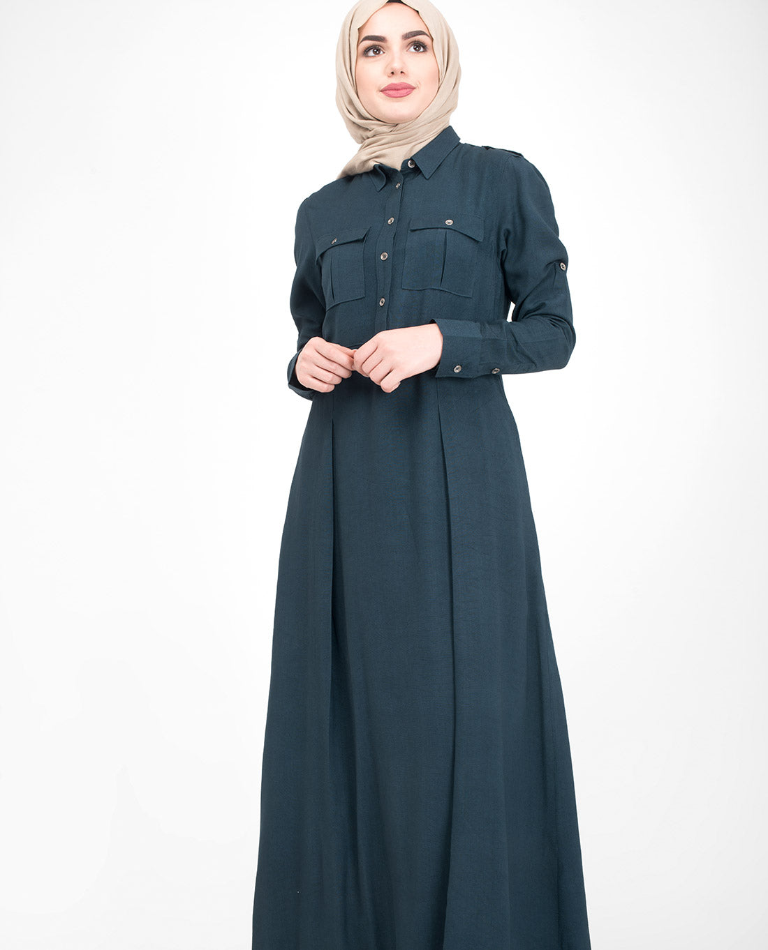 Navy Pleated Flare Jilbab