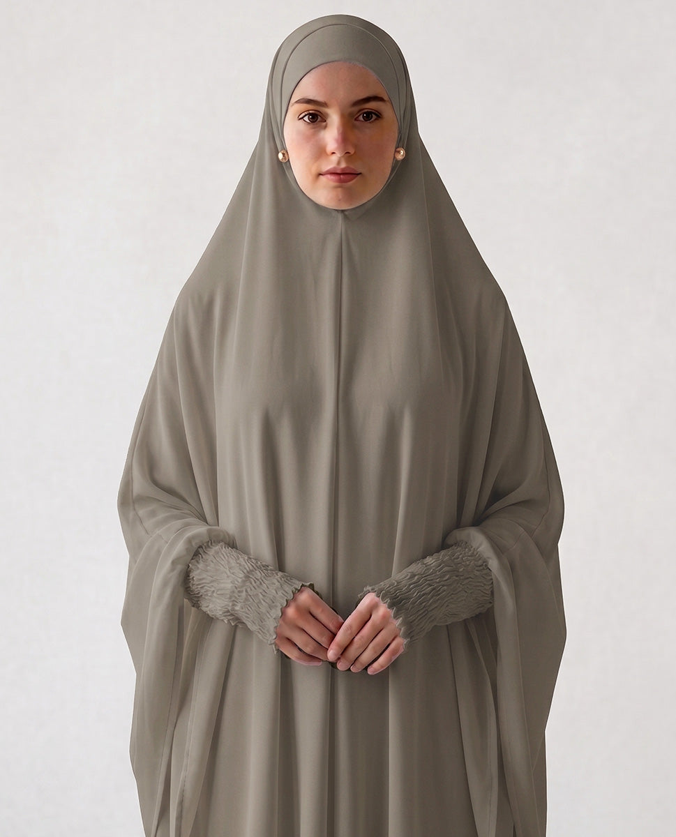 Fungi Brown Premium Nylon Lycra Prayer Khimar