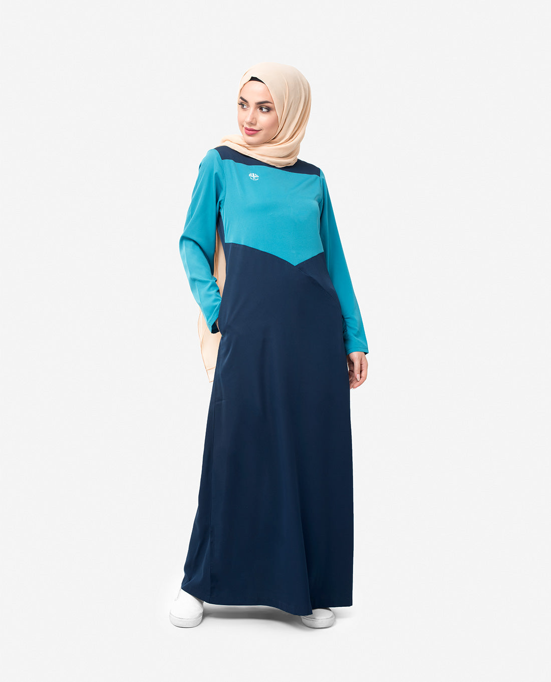 Navy Route Colour Block Jilbab