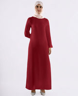 Rayon Full Sleeve Slip Dress - Rumba Red