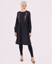 Black Pebble Embroidered Top