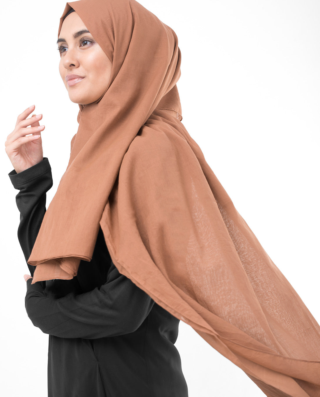 Hazel Brown Cotton Voile Scarf