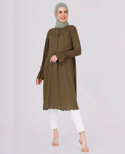 Olive Green Cut Work Embroidery Top