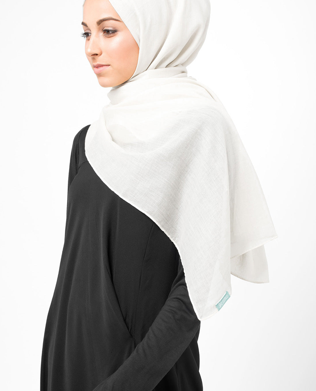 Bright White Cotton Voile Scarf