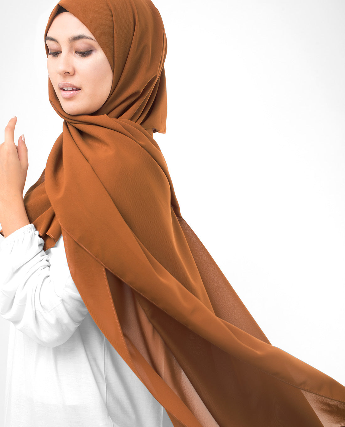 Glazed Ginger Brown Poly Georgette Scarf
