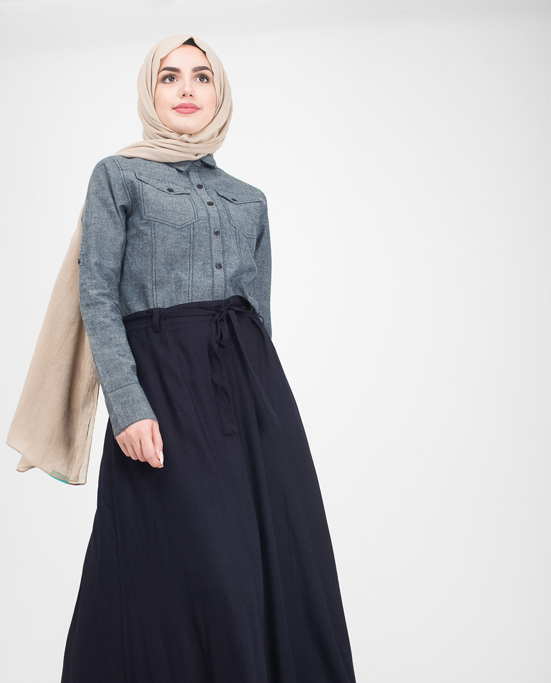 Utility Denim Flared Jilbab