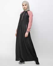 Charcoal Grey & Pink Zipper Jilbab