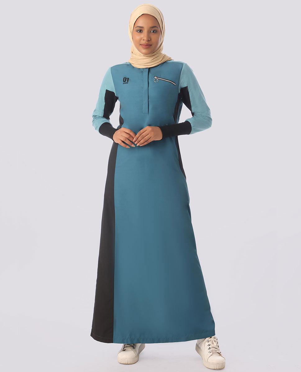 Moroccan Blue Side Panel Jilbab