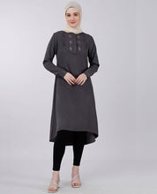 Deep Grey Embroidered High Low Midi