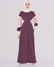 Purple Winter Contrast Full Front Open Jilbab