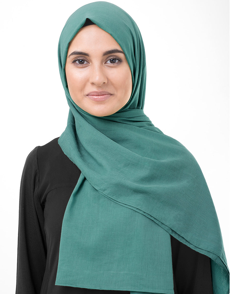 Deep Grass Green Cotton Voile Scarf