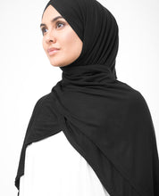 Jet Black Viscose Jersey Scarf