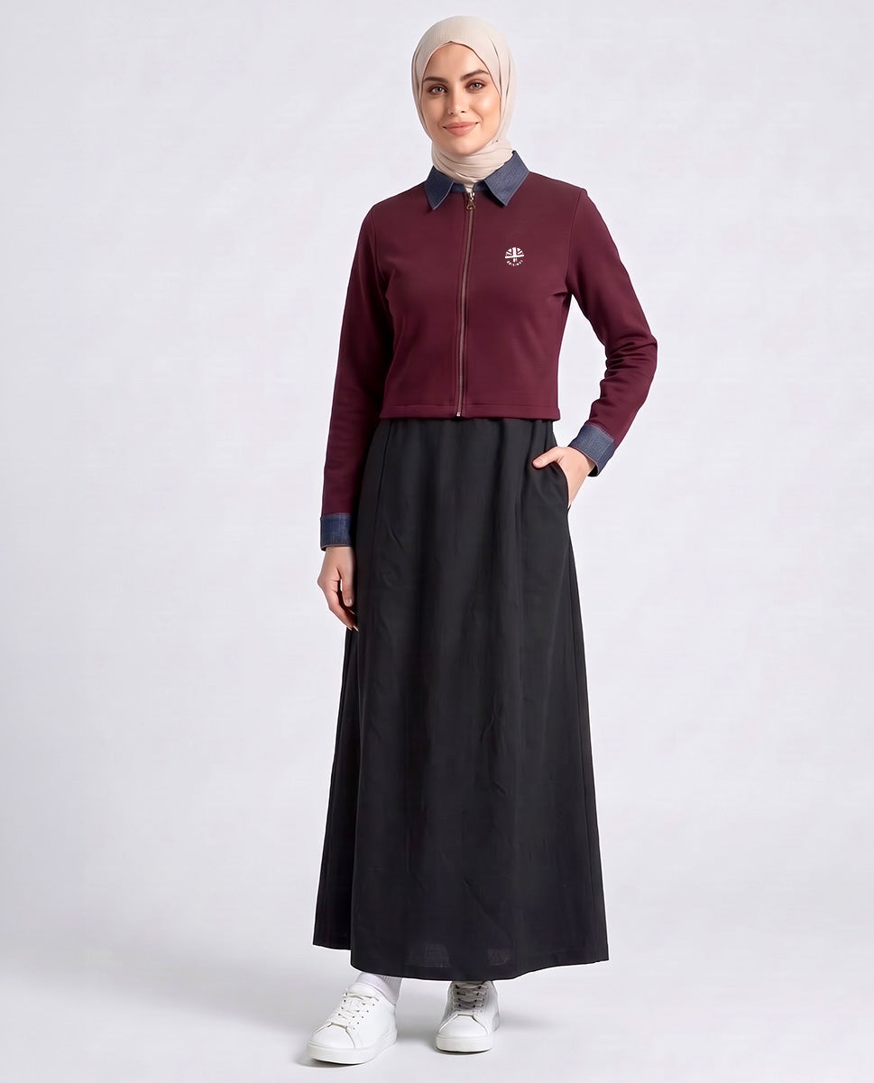Urban Layered Contrast Color Winter Jilbab