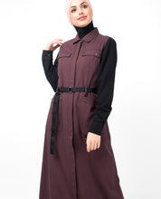 Plum Contrast Sleeve Winter Jilbab