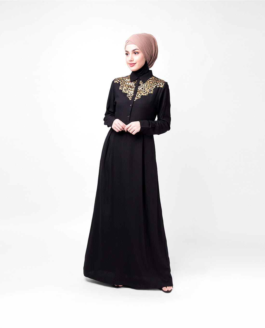 Gold Embellished Black Abaya