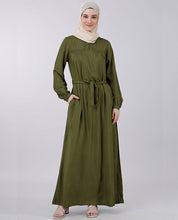 Moss Green Belted Abaya