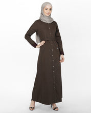 Brown & Maroon Full Front Open Jilbab