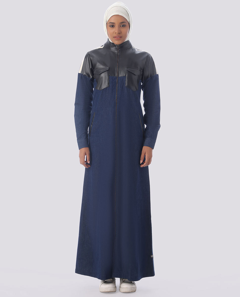 Wet Ink Full Front Open Denim Jilbab