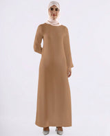 Rayon Full Sleeve Slip Dress - Natural Beige